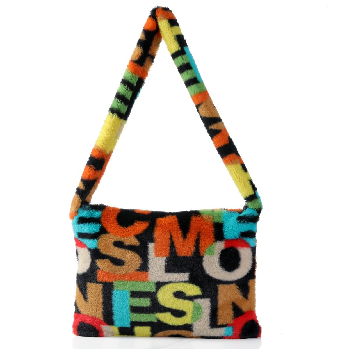 Fluffy Alphabet Print Shoulder Bag