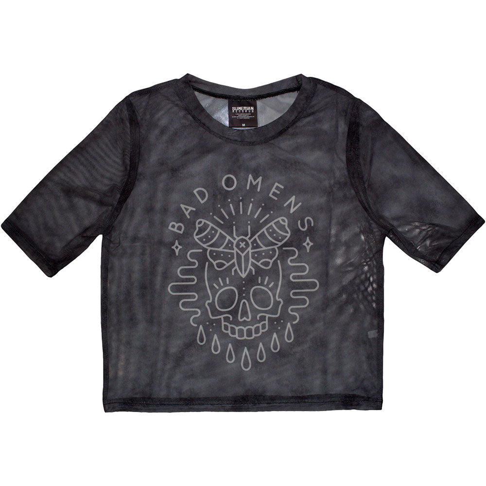 Bad Omens Moth Skull Mesh Crop Top