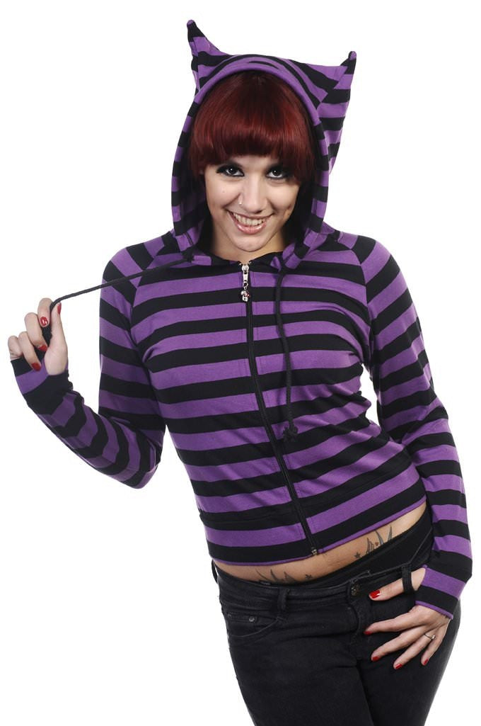 Cat Ears Striped Hoodie - Banned Apparel