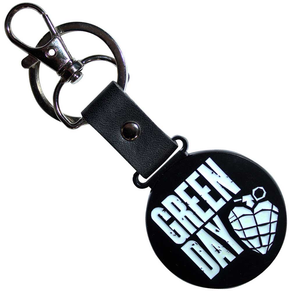 Green Day Stacked Logo & Grenade Circle (Glow In The Dark) Keyring