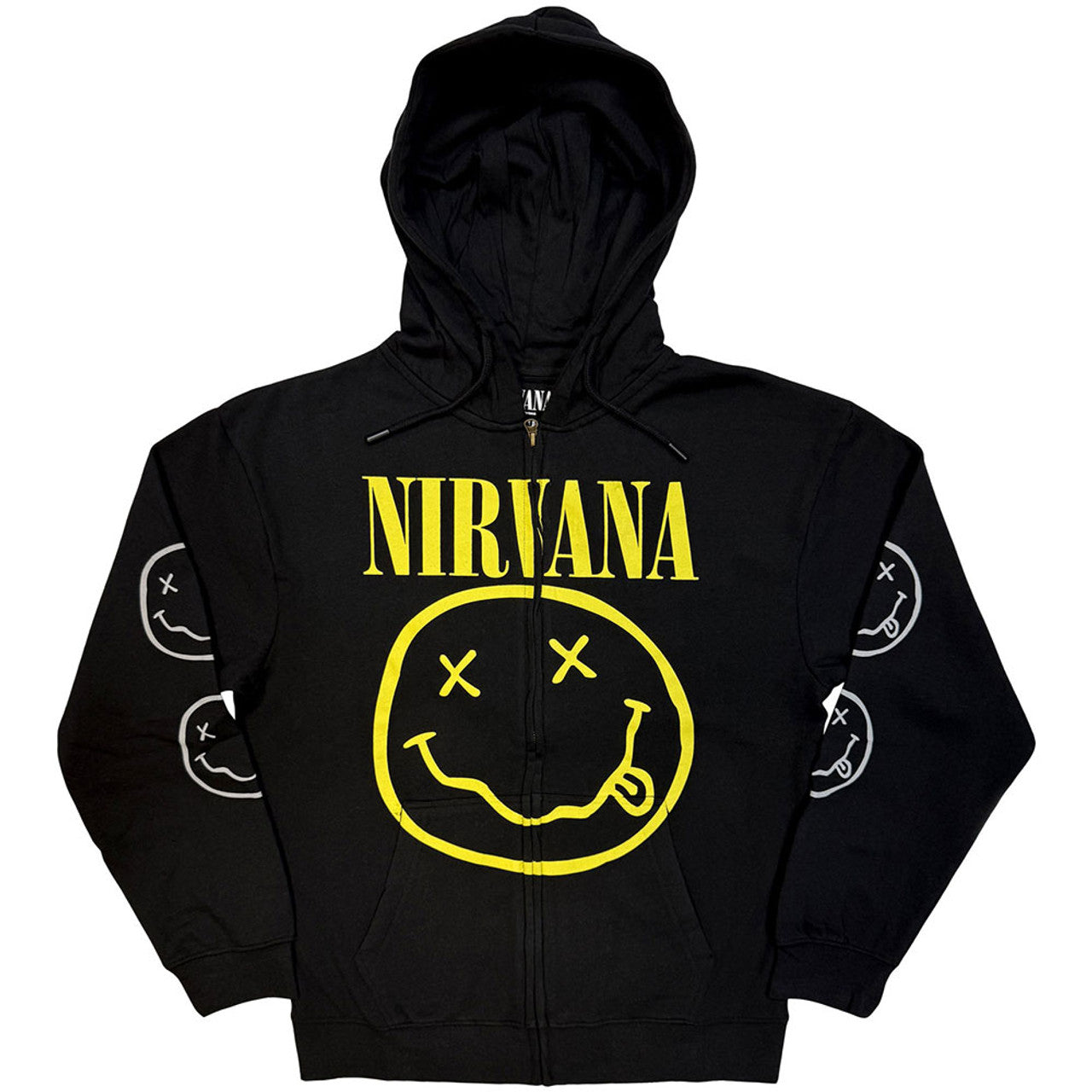 Nirvana Yellow Happy Face Zip Up Hoodie