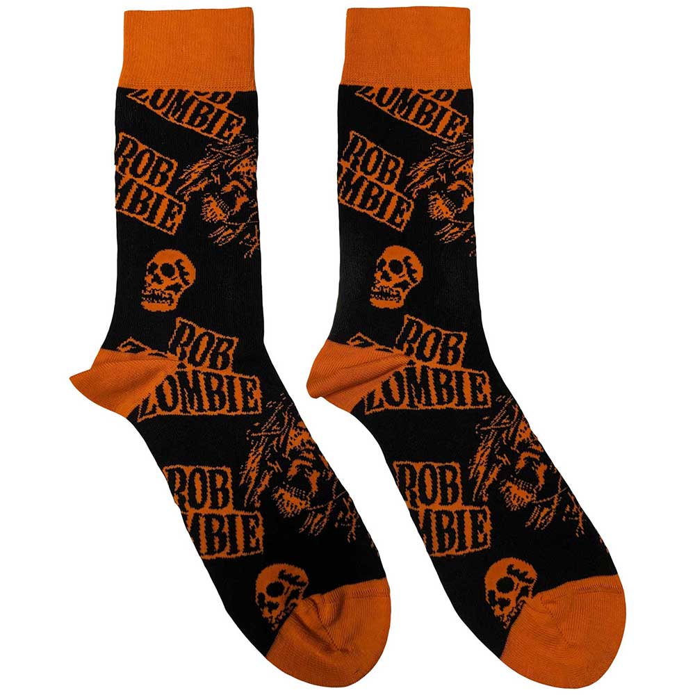 Rob Zombie Skull Face Orange Sock