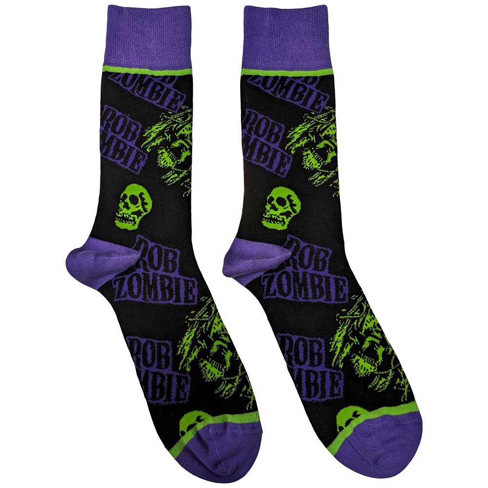 Rob Zombie Skull Face Blue Sock