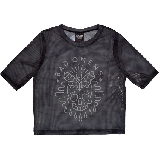 Bad Omens Moth Skull Mesh Crop Top