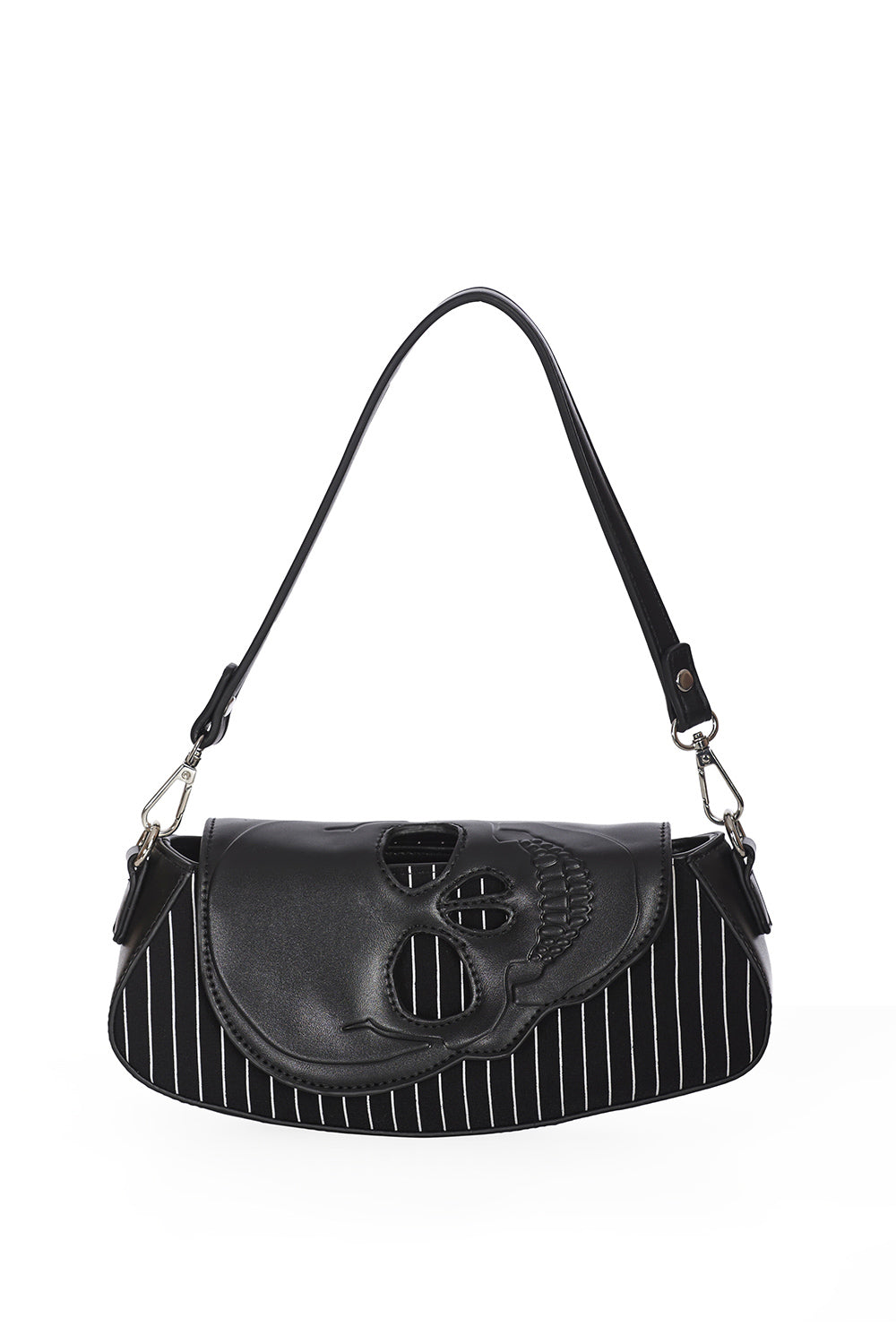 Black Core Pinstripe Shoulder Bag | Banned Apparel