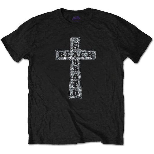 Black Sabbath Cross Diamante T-Shirt (Embellished)