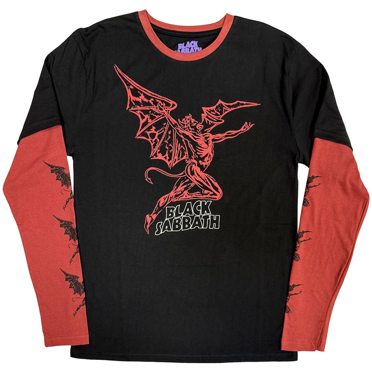 Black Sabbath Red Henry Wavy Logo Layered Long Sleeve T-shirt