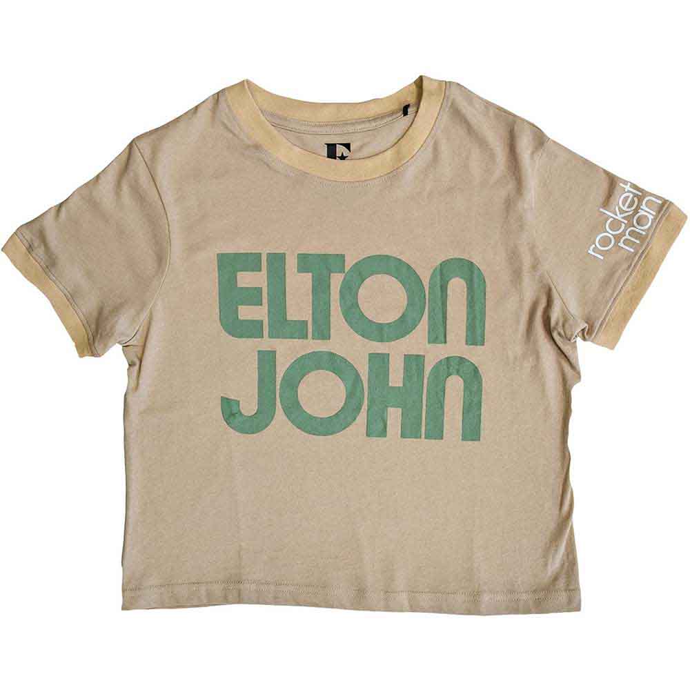 Elton John Retro Text Ringer Crop Top