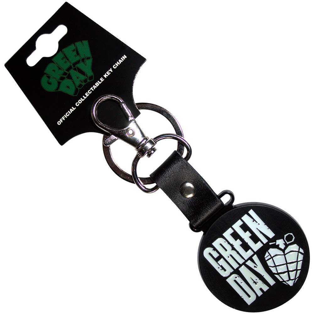 Green Day Stacked Logo & Grenade Circle (Glow In The Dark) Keyring
