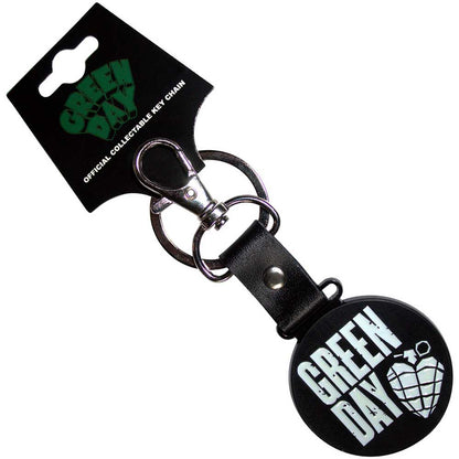 Green Day Stacked Logo & Grenade Circle (Glow In The Dark) Keyring