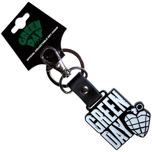 Green Day Stacked Logo & Grenade (Glow In The Dark) Keyring
