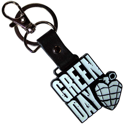 Green Day Stacked Logo & Grenade (Glow In The Dark) Keyring
