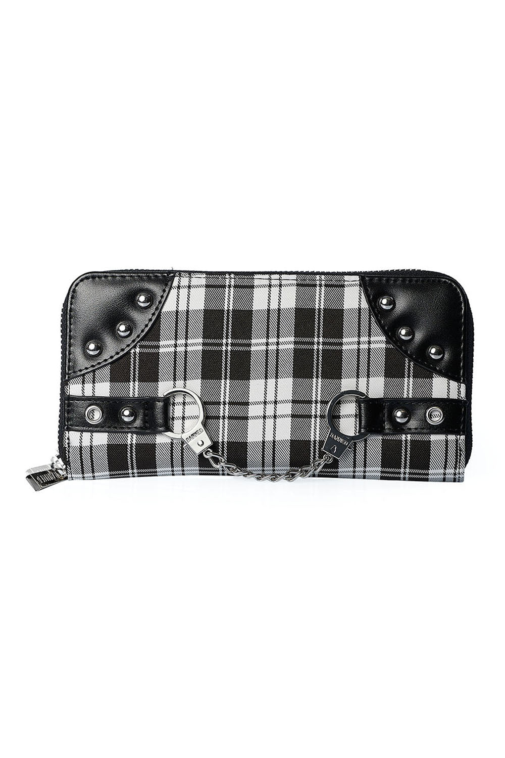 Handcuff Tartan Studded Purse in White - Banned Apparel