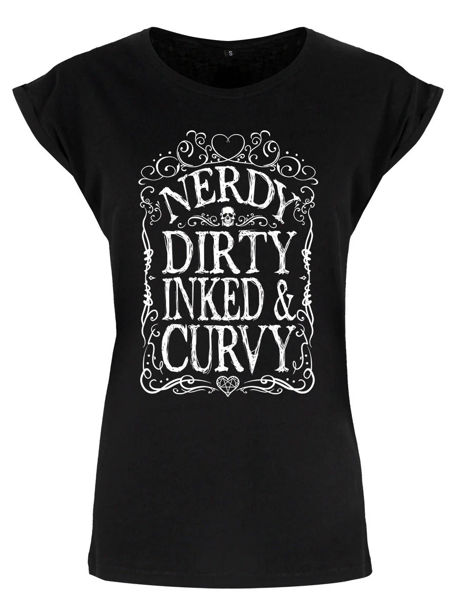 Nerdy, Dirty, Inked & Curvy Ladies T-Shirt | Grindstore