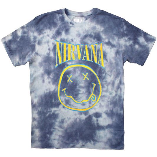 Nirvana Happy Face Blue Stroke T-shirt (Blue) (Wash Collection)
