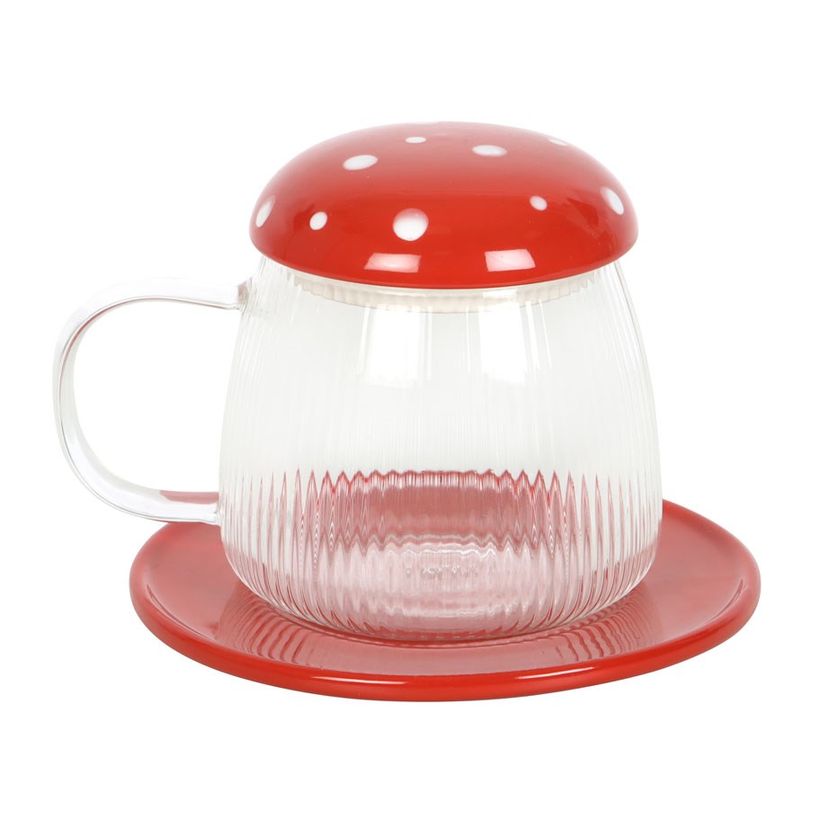 Glass Mushroom Mug And Saucer