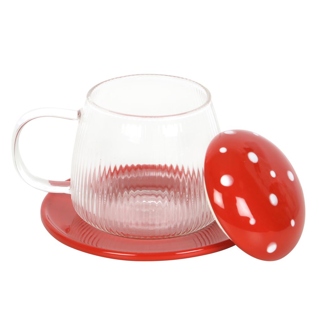 Glass Mushroom Mug And Saucer