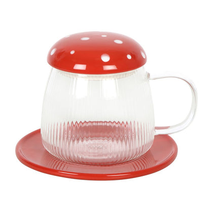 Glass Mushroom Mug And Saucer
